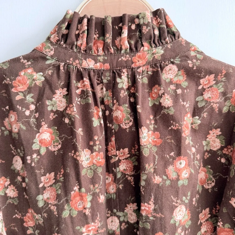 Tuckernuck Brown Floral Ruffle Neck Tiered Mini Dress - XS - Picture 5 of 10